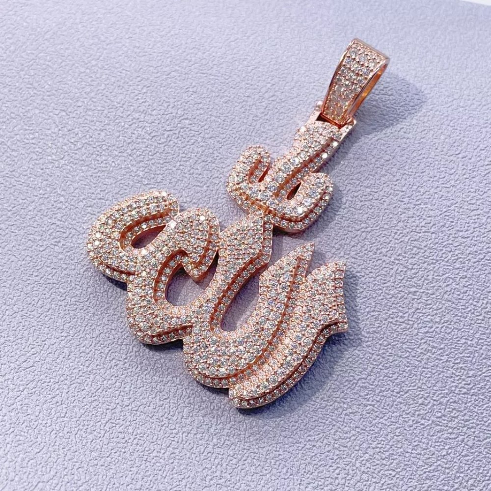 Iced Out Moissante Allah Custom Pendant